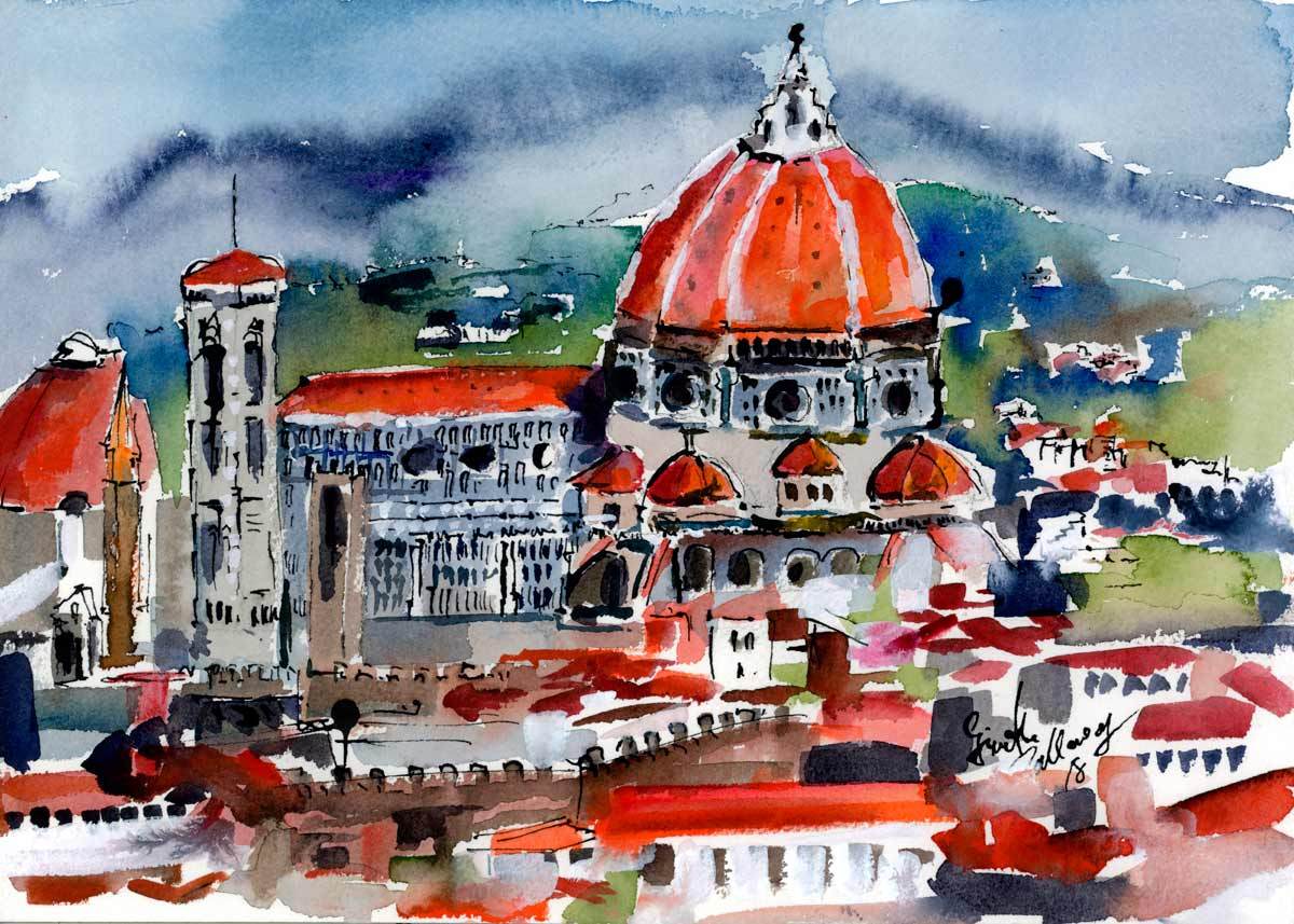 1200x857 Florence Italy Cathedral Original Watercolor Art Ginette Fine Art