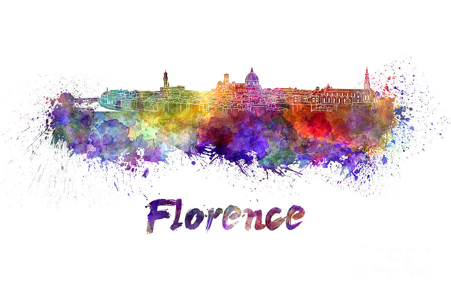 900x590 Florence Skyline In Watercolor Painting By Pablo Romero
