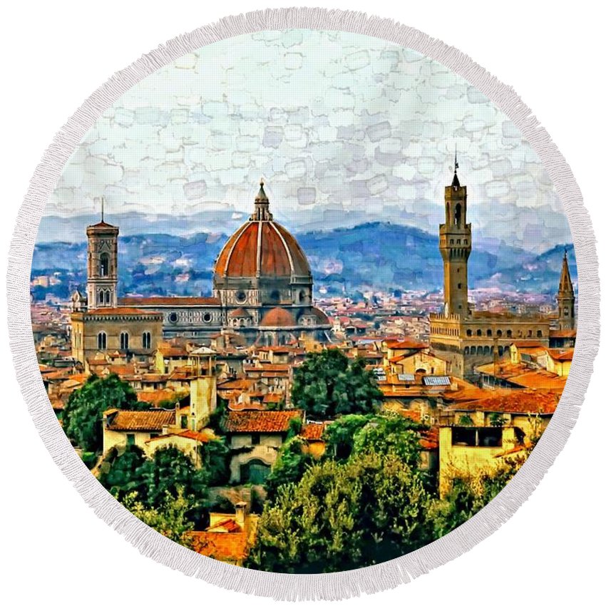 850x850 Florence Watercolor Round Beach Towel For Sale By Steve Harrington