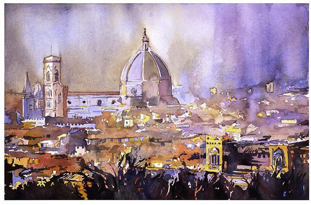 642x422 Florence Cityscape Painting W Basilica Duomo Firenze Etsy