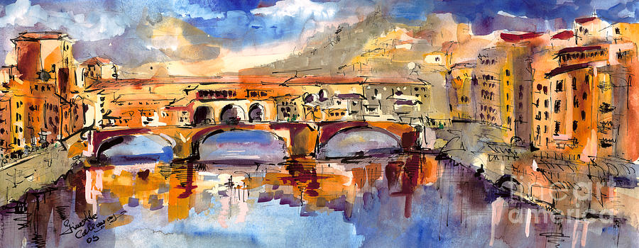 900x350 Italy Ponte Vecchio Florence Painting By Ginette Callaway