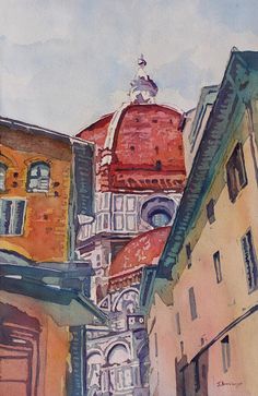 236x363 Lovely Florence Watercolor By Michael Liebhaber Paper