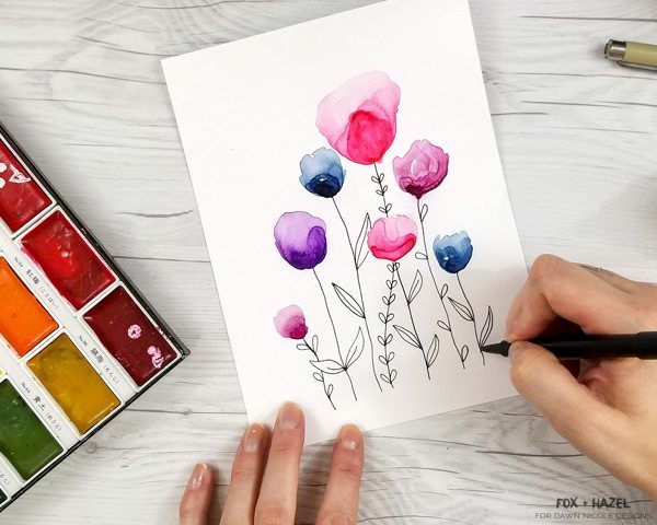 600x480 Easy Watercolor Flowers Step By Step Tutorial Dawn Nicole