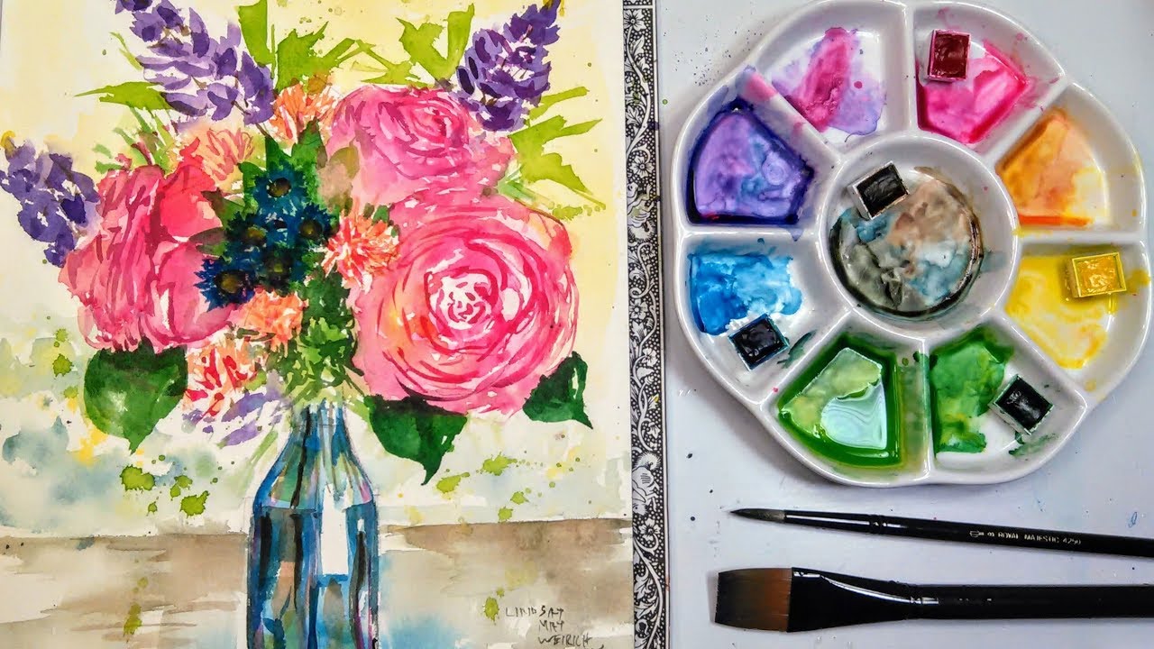 1280x720 Live Loose Flower Bouquet In Watercolor 1230pm Et Beginner