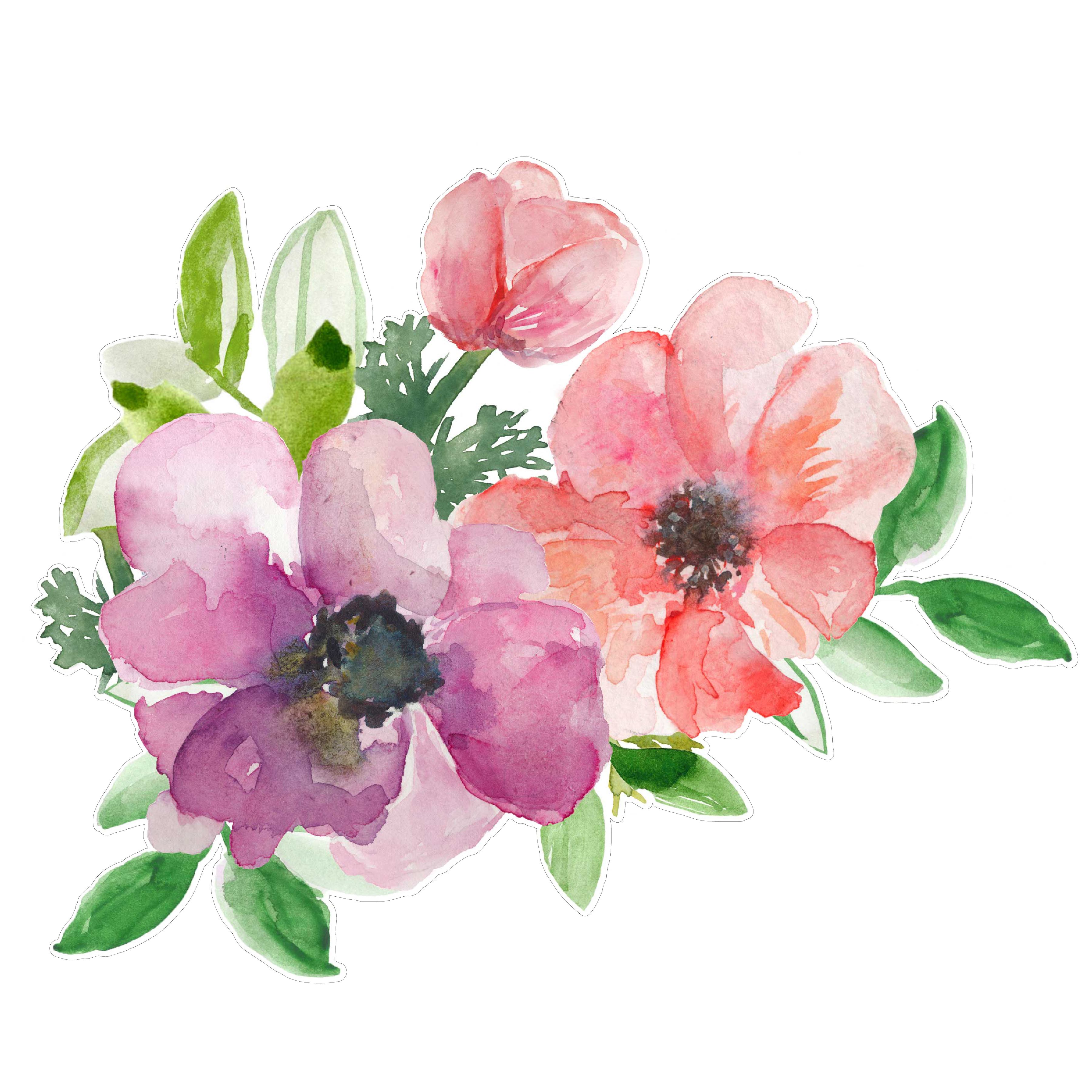 3600x3600 Watercolor Flower Bouquet Cut File