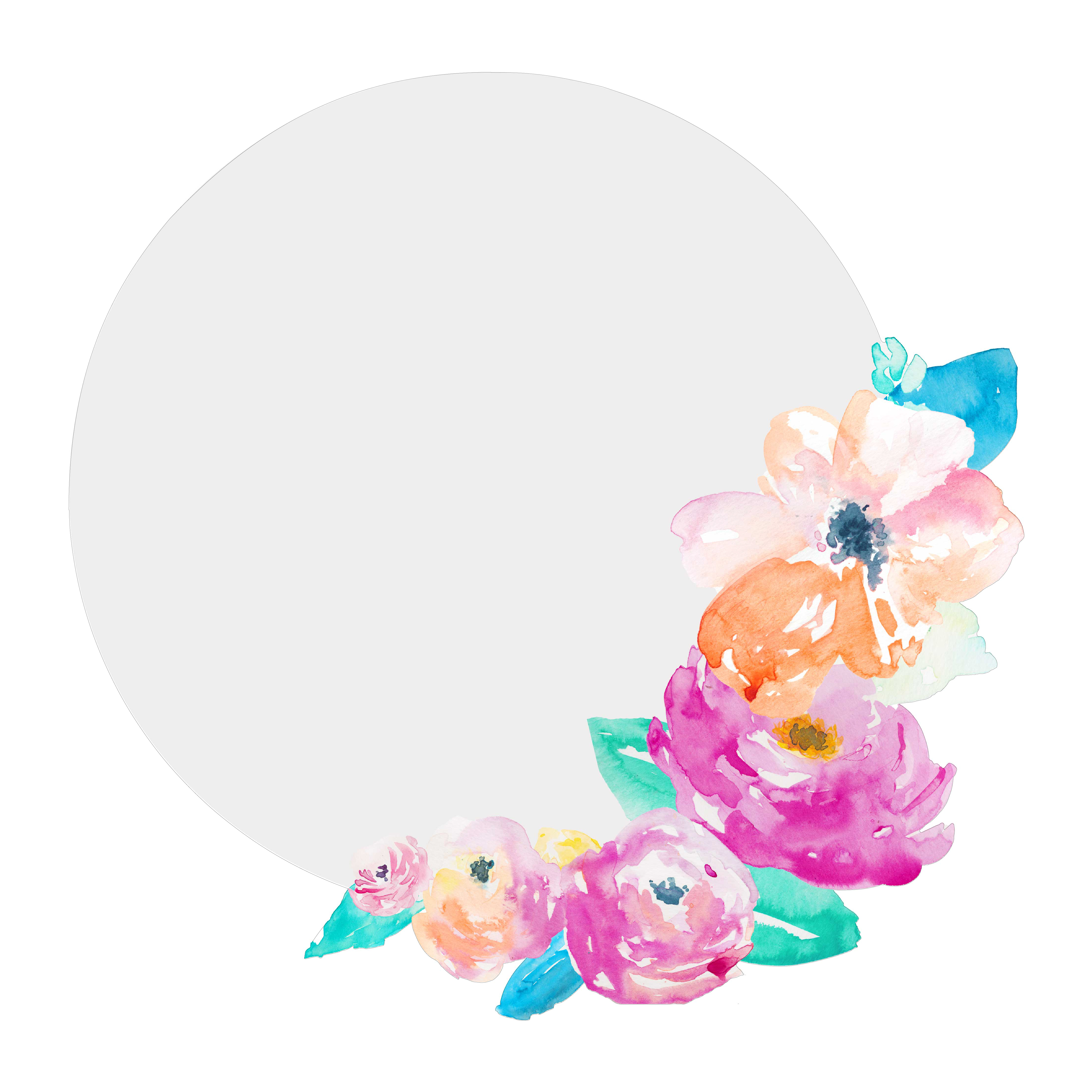 5100x5100 Round Flower Frame Svg Cut File With Hand Painted Watercolor