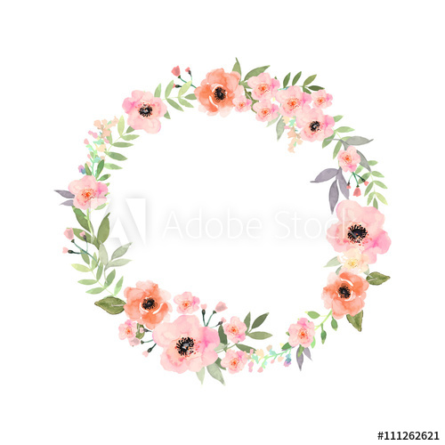 500x500 Vector Watercolor Flowers Frame. Elegant Floral Collection With