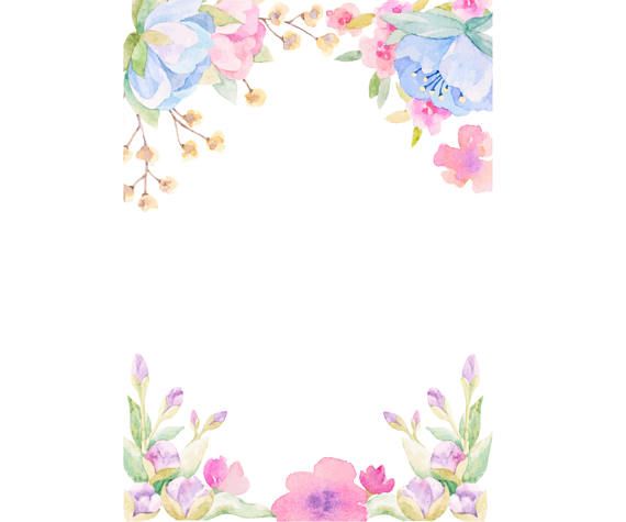 570x475 Watercolour Flower Frame Background Clip Art Graphic Design 4