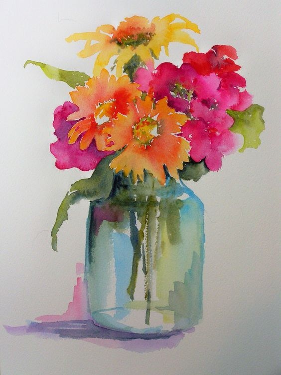564x751 Flower Vase Watercolor Lovely Watercolors By Marilyn Lebhar Art