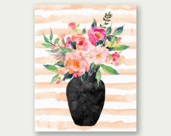 340x270 Flower Watercolor Painting Print Bachelor Button Flower