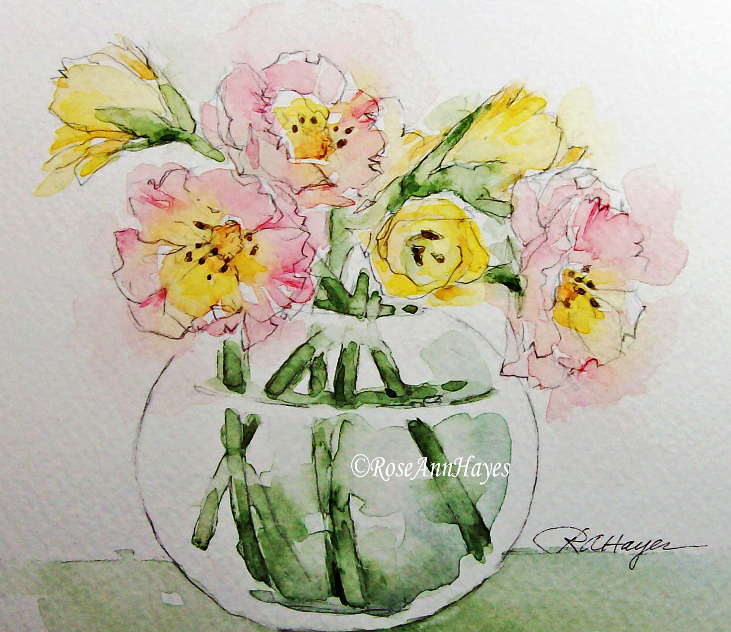 1473x1274 Watercolor Paintings By Roseann Hayes Pink Roses Watercolor