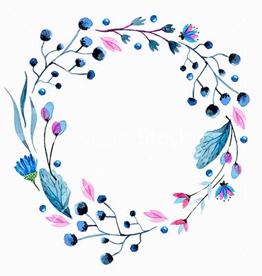 380x400 Watercolor Flower Wreath Vector Floral Frame