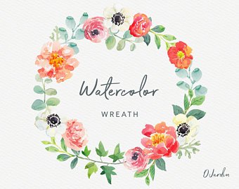 340x270 Watercolor Wreath Etsy