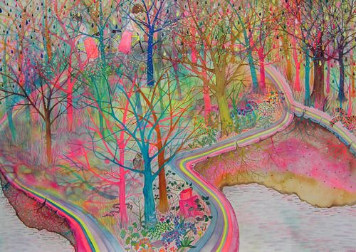 500x354 Fluorescent Watercolor Painting Beautiful! Fluo