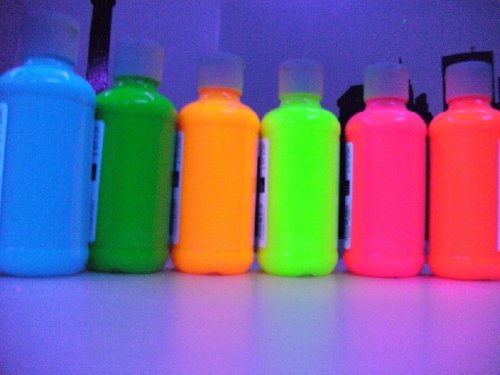500x375 Set Of 6 Uv Neon Fluorescent Water Color Paints 4oz Pots