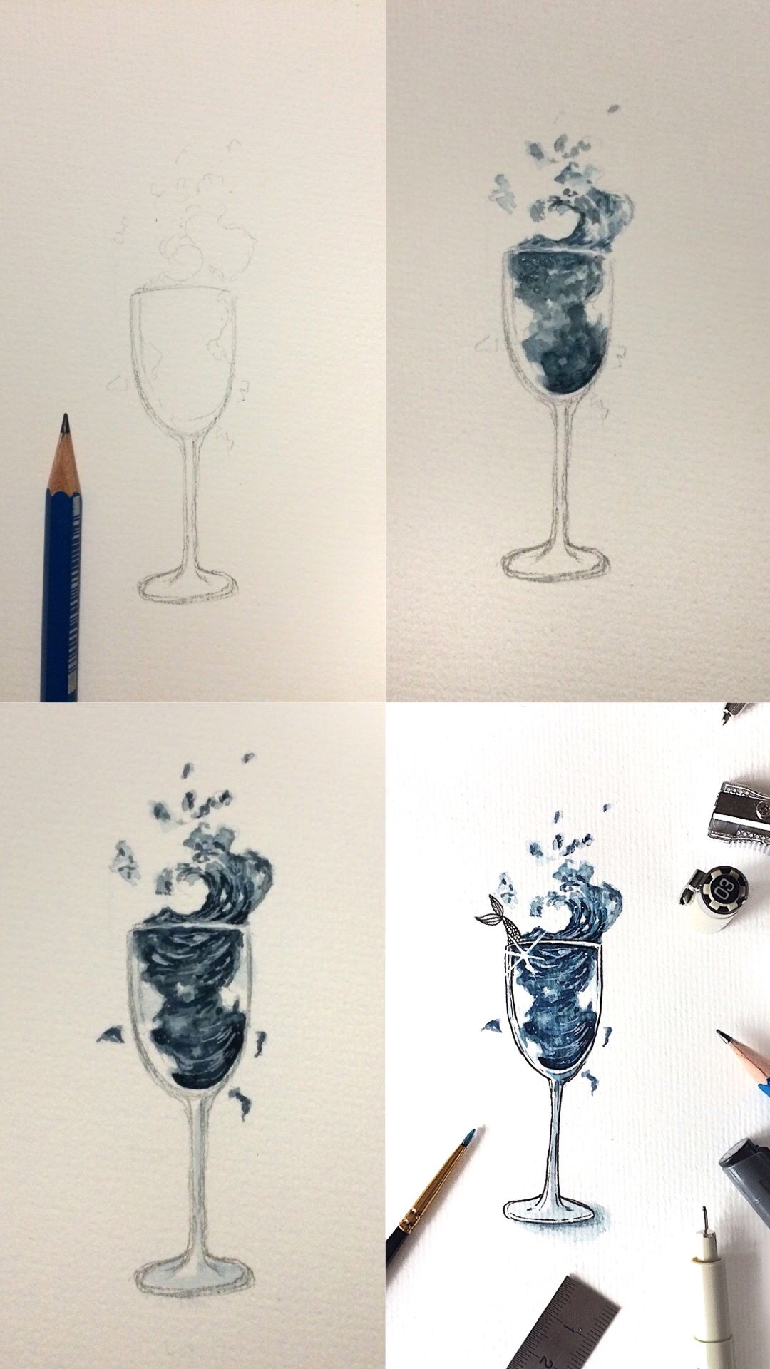 1080x1920 Fish In A Flute Watercolor And Ink Doodle Step By Step Photos Mini