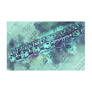 300x300 Blue Flute Watercolor Painting By Delphimages Photo Creations