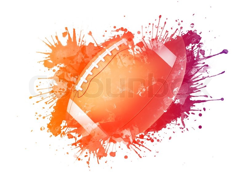 800x561 American Football Ball In Watrcolor Isolated On White Background