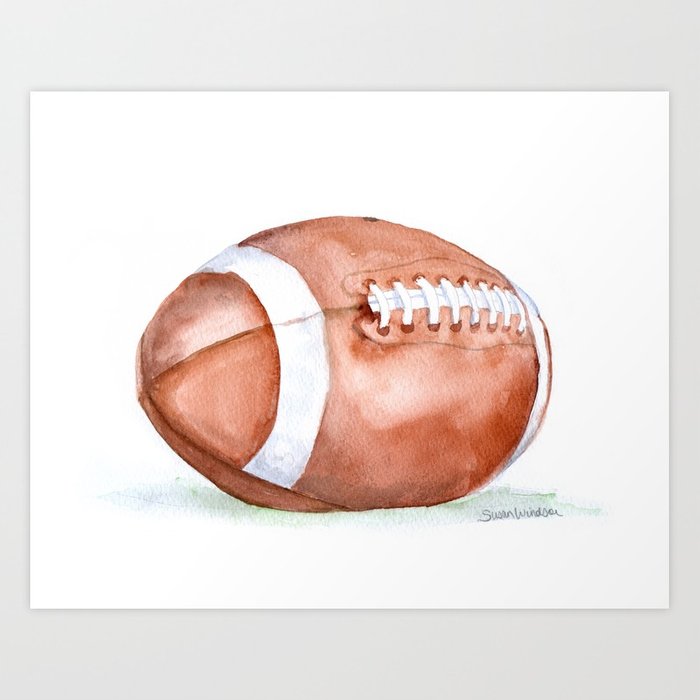 700x700 Football Watercolor Art Print By Susanwindsor Society6