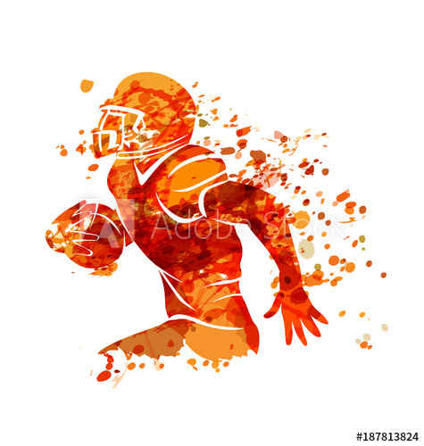 475x500 Vector Watercolor Silhouette American Football Player