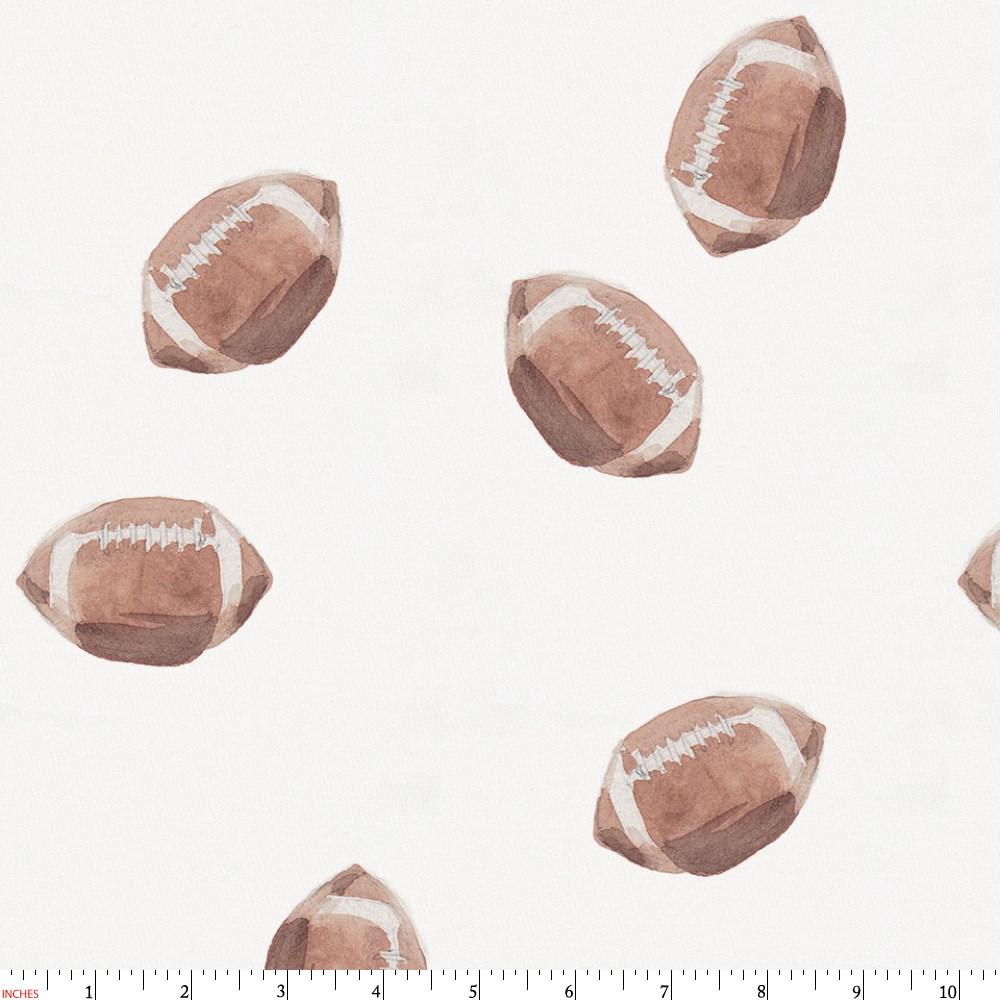 1000x1000 Watercolor Football Fabric By The Yard Antique White Fabric