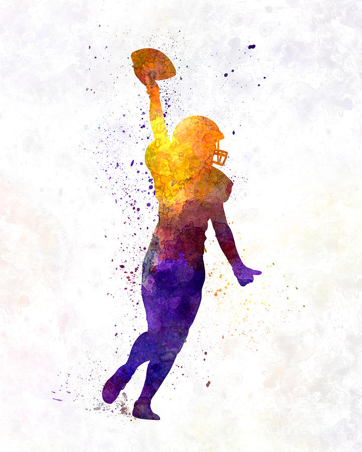720x900 American Football Felame Player In Watercolor Painting By Pablo Romero