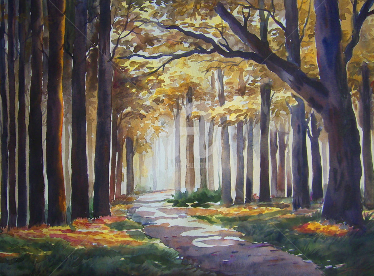 1200x885 Mysterios Forest Watercolor Painting (Samiran Sarkar)
