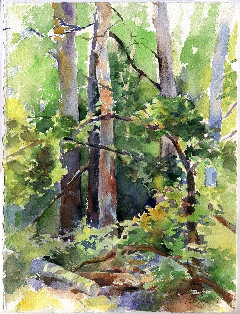 916x1200 Fine Art Print Of Green Forest Watercolor Painting Watercolor