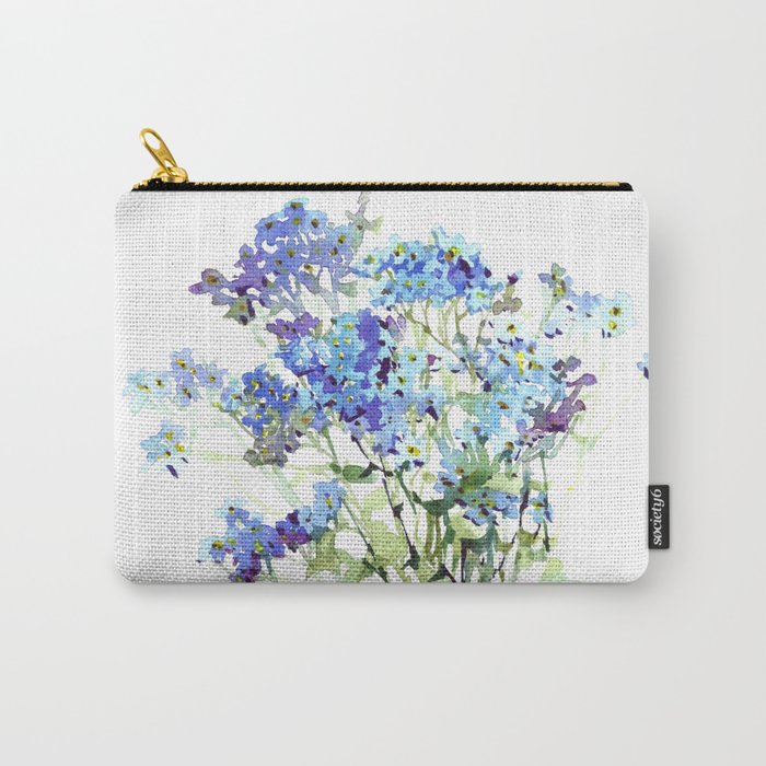 700x700 Forget Me Not Watercolor Aquarelle Flowers Carry All Pouch By