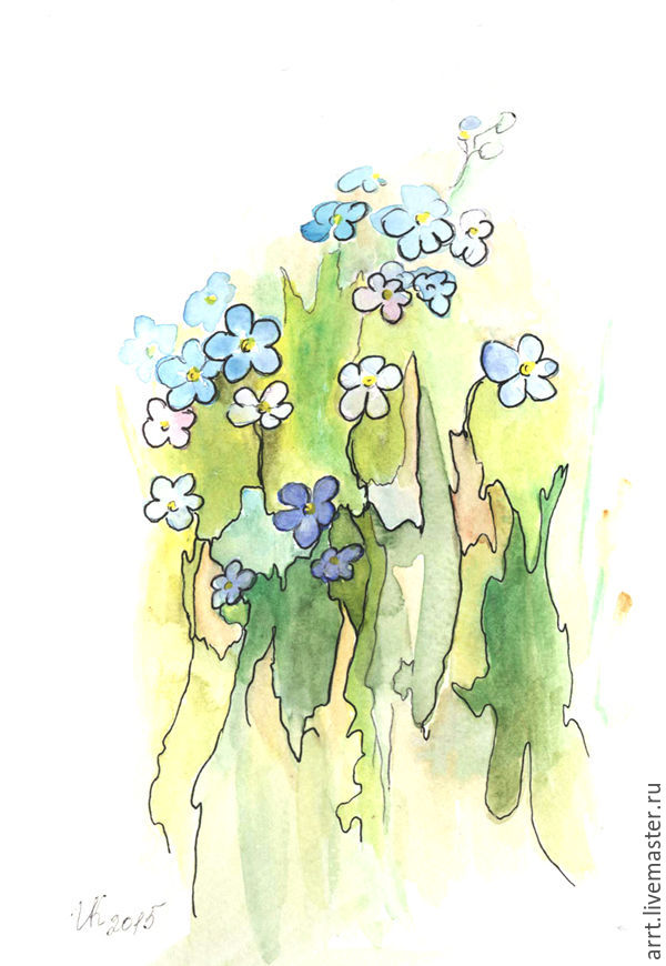 600x870 Picture Forget Me Not Watercolor 13kh18 Cm Shop Online On