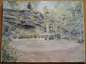 300x223 Dorian Lee Remine, Fountain Watercolor Serene Landscape New