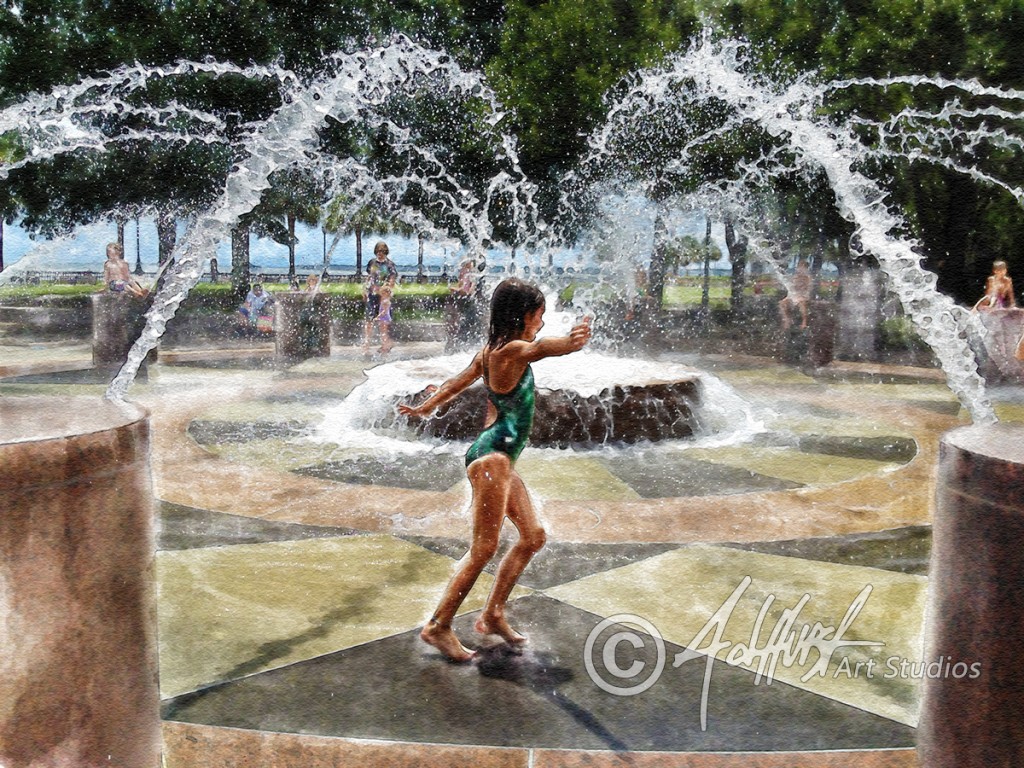 1024x768 Fountain Dancer Watercolor Charleston By Adam Hurst Art Studios