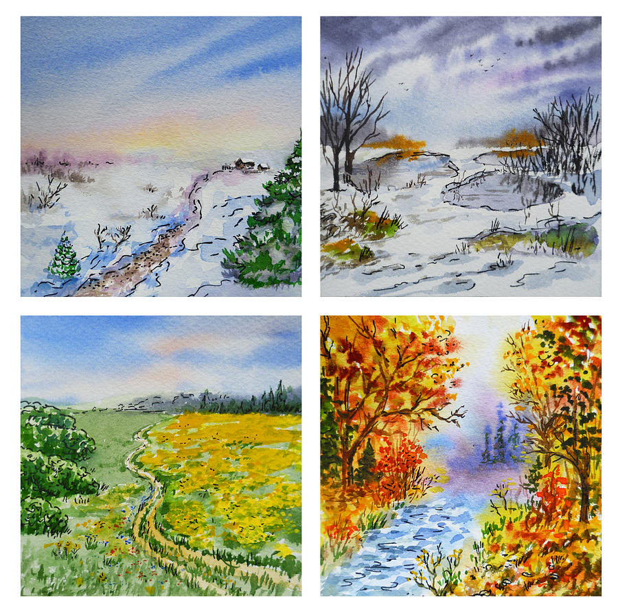 900x894 Colors Of Russia Four Seasons Painting By Irina Sztukowski