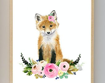 340x270 Watercolor Fox Etsy