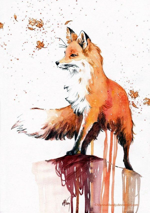 600x854 Watercolor Fox Painting