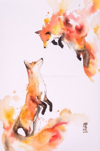 427x640 Lovely Fox Watercolor Drawing Pop Tattoo