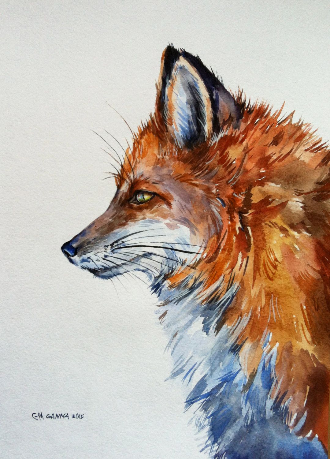 1079x1500 Red Fox Portrait Original Watercolor Painting By Alisiasilverart