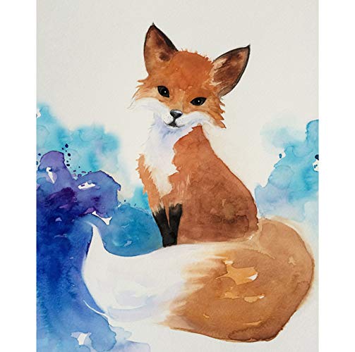 503x500 Watercolor Fox Art Print, Home Decor, Giclee Fine Art