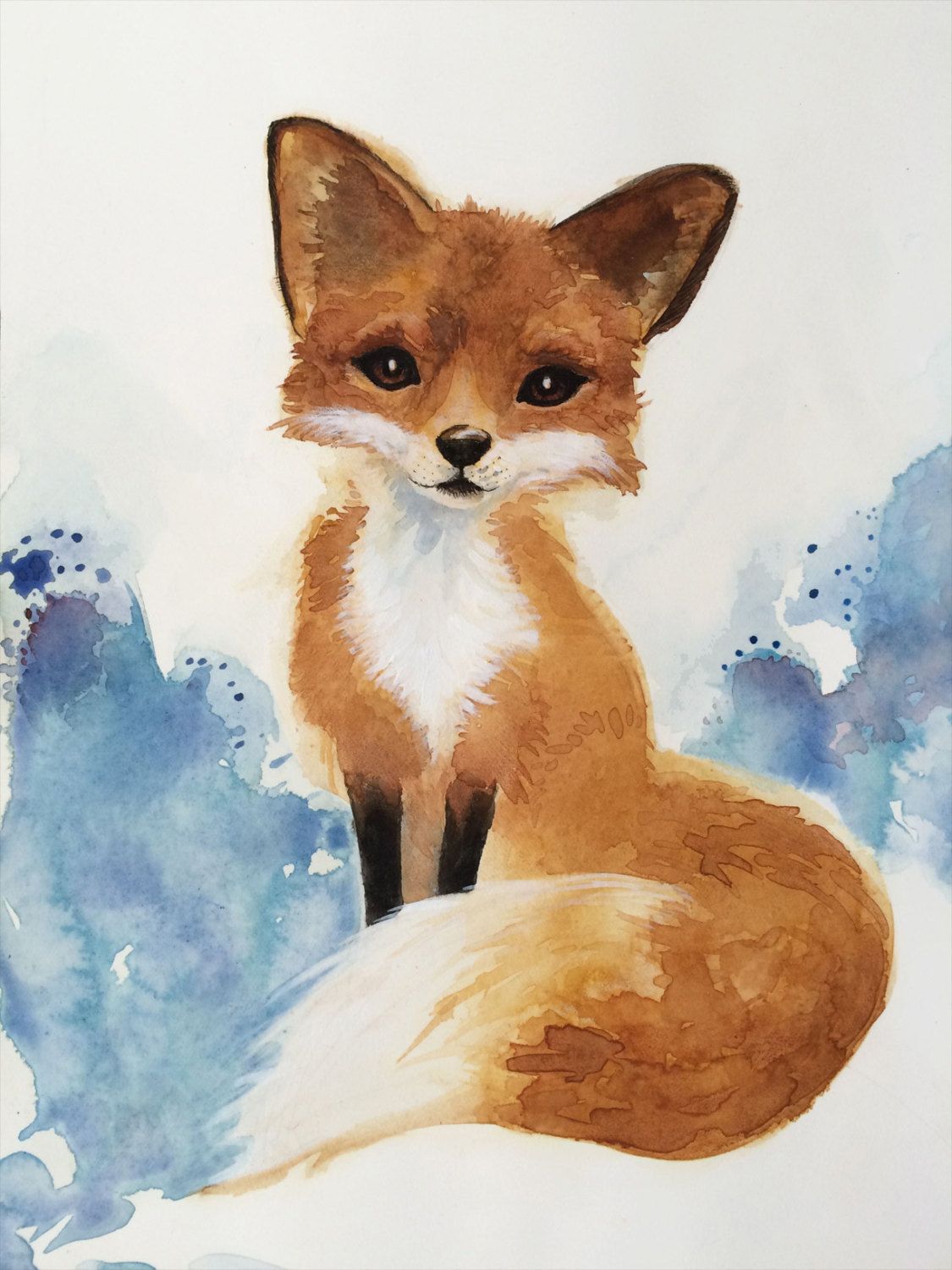 1125x1500 Watercolor Fox Art Woodland Painting By Sweetpeaandgummybear Art