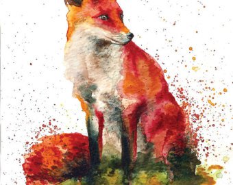 340x270 Watercolor Fox Etsy