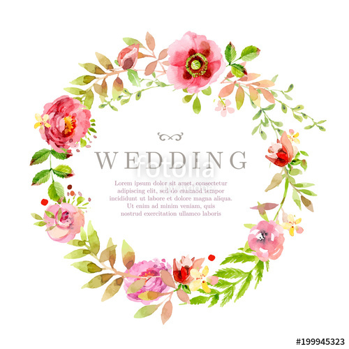 500x500 Lovely Floral Watercolor Background Border Frame Stock Image And