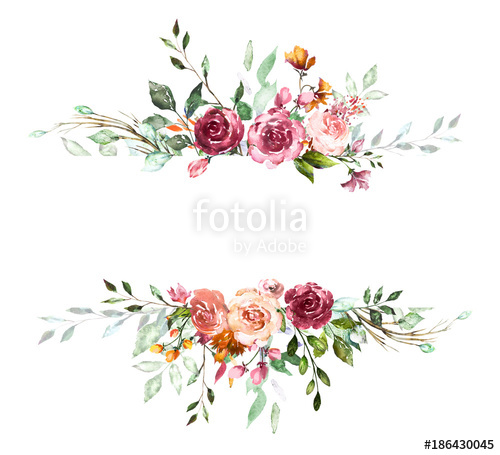 500x455 Vintage Card, Watercolor Wedding Invitation Design With Pink Rose