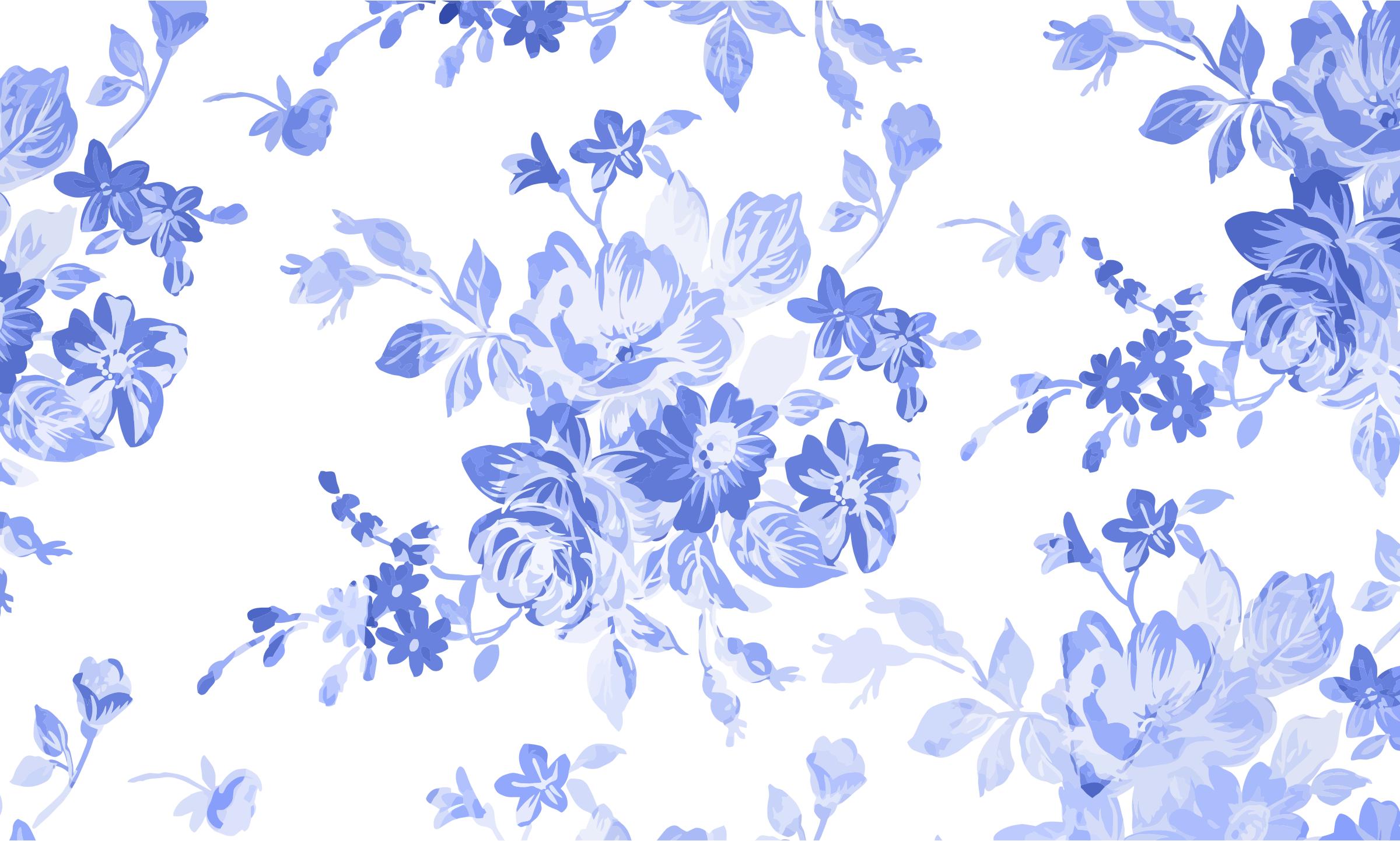 2400x1442 Blue Floral Watercolor Background Icons Png