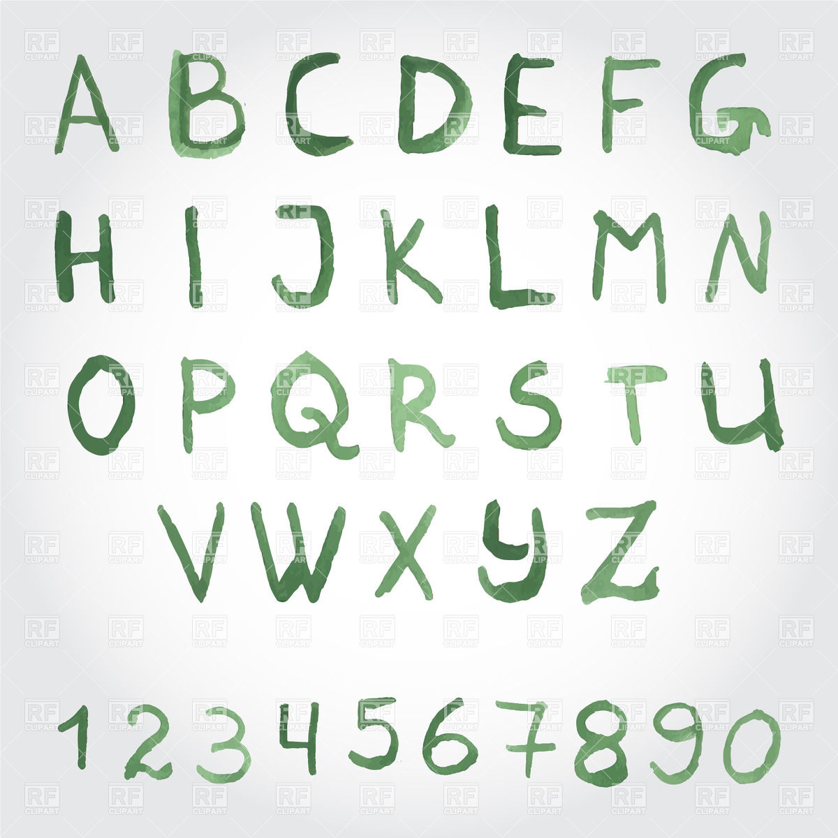 1200x1200 Alphabet Painted With Green Watercolor