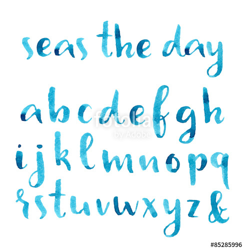 490x500 Hand Drawn Watercolor Nautical Font. Stock Image And Royalty Free