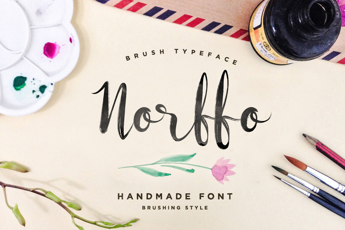 1160x772 Norffo Font + Watercolor Brush