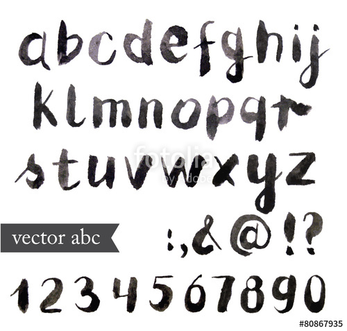 500x477 Vector Watercolor Alphabet. Brush Font. Stock Image And Royalty