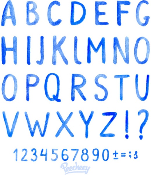 519x600 Watercolor Font Set Free Vector In Adobe Illustrator Ai ( .ai