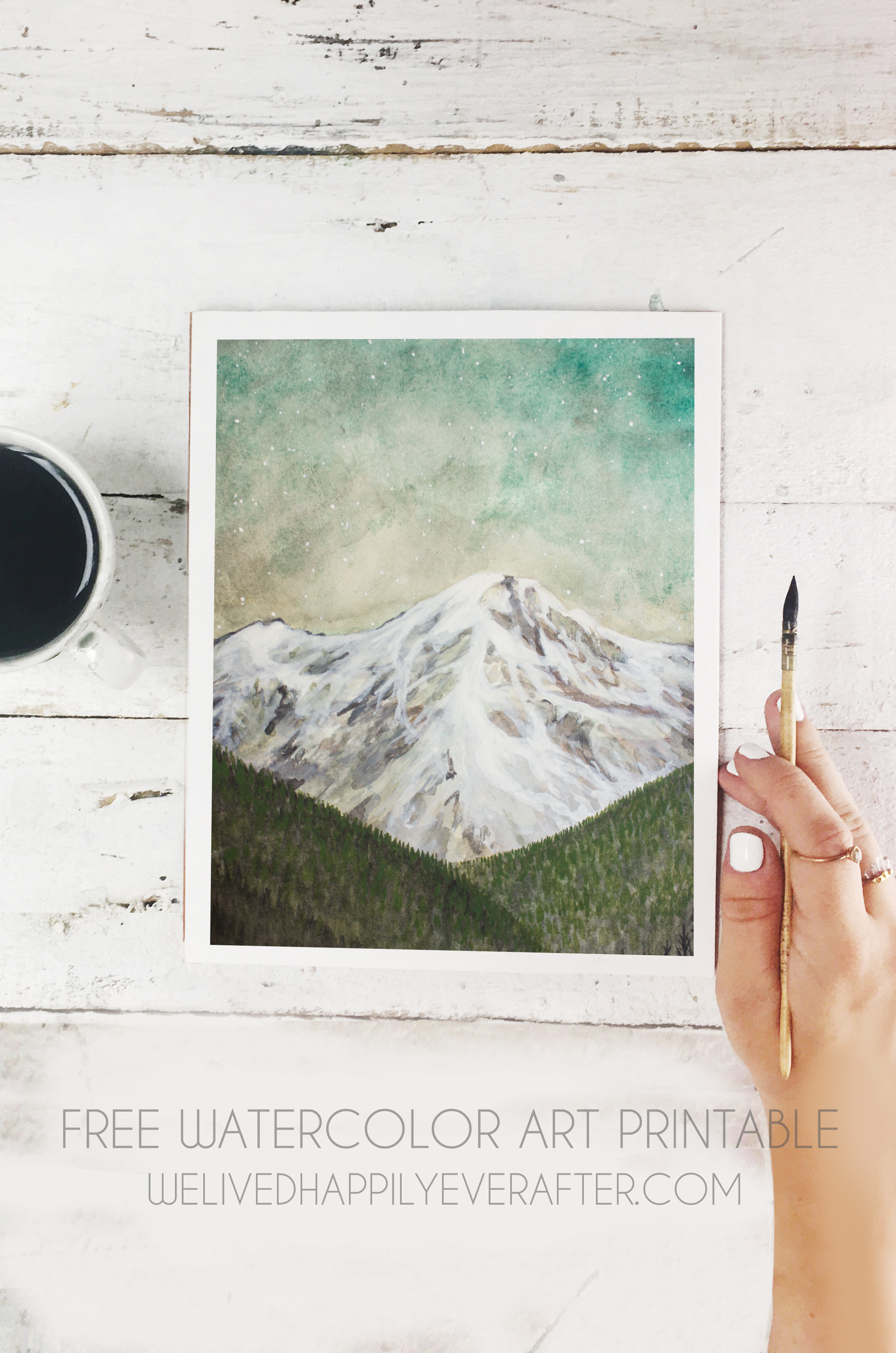 2090x3156 Free Sea Foam Blue Green Watercolor Mountain Forest Scenery