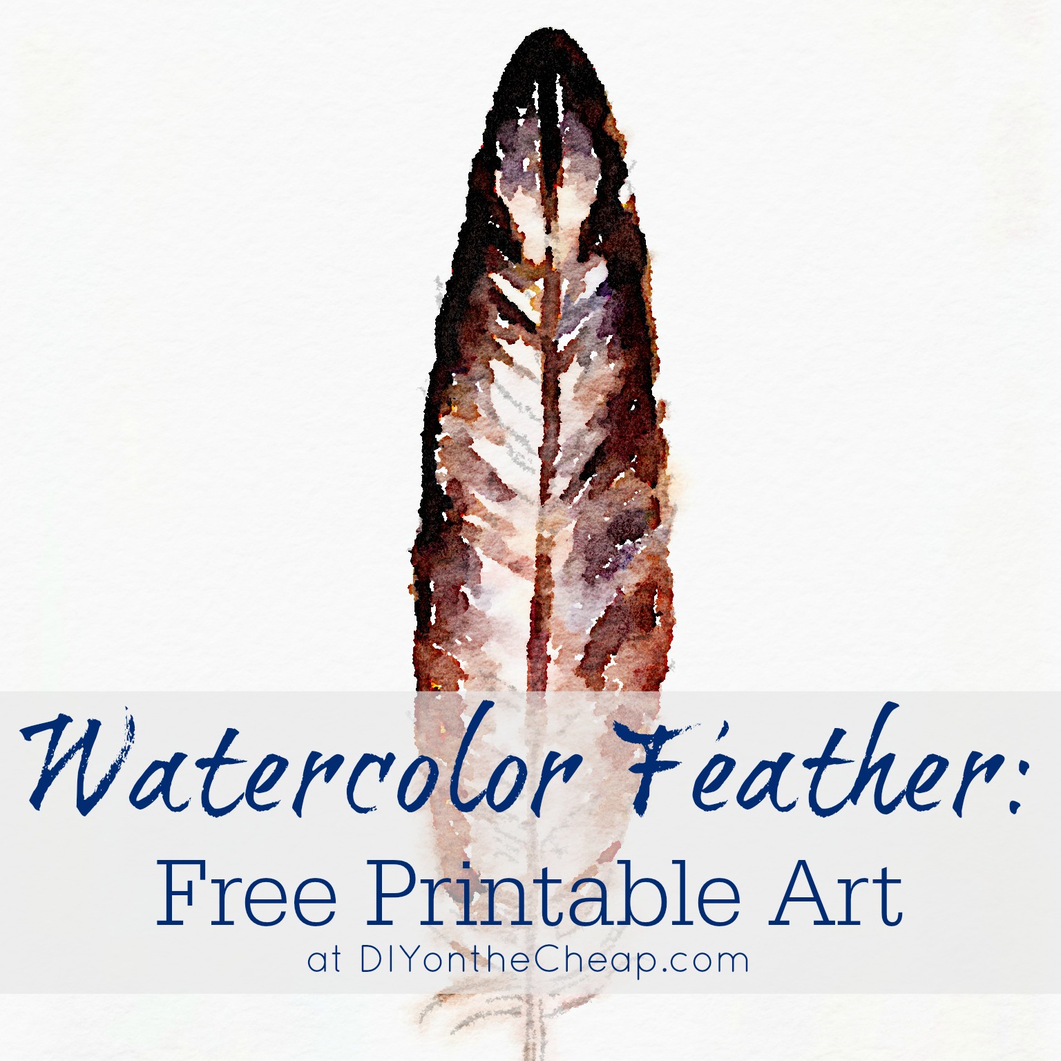 1536x1536 Watercolor Feather Free Printable Art